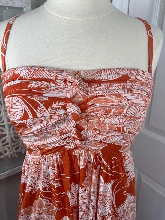 Soma orange and white floral print bandeau style dress size XS - Picture 2 of 9